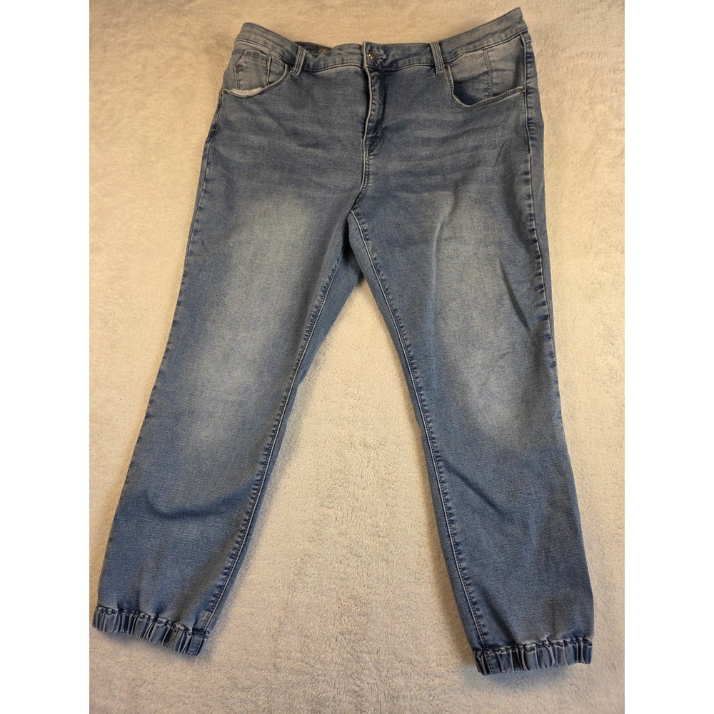 Laurie Felt Knit Clean Jean Jogger Blue Medium Wash XL Womens Denim Pants